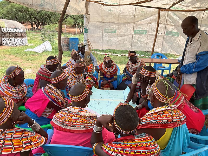 Samburu Indigenous Peoples doing Community Resource Mapping at Kiltamany, Kenya