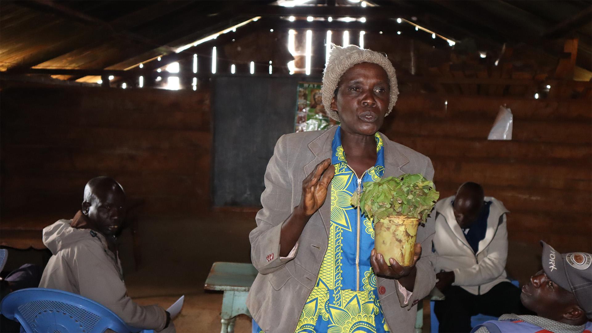Everline Temko, a community member, talks about her passion for indigenous trees during a Transformative Pathways workshop. She has been collecting and planting indigenous tree species on her own for a long time. Photo by CIPDP