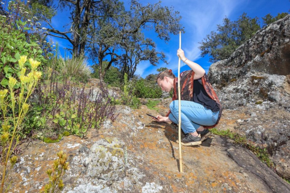 Stephanie exploring the rich biodiversity of Mt. Elgon Forest
