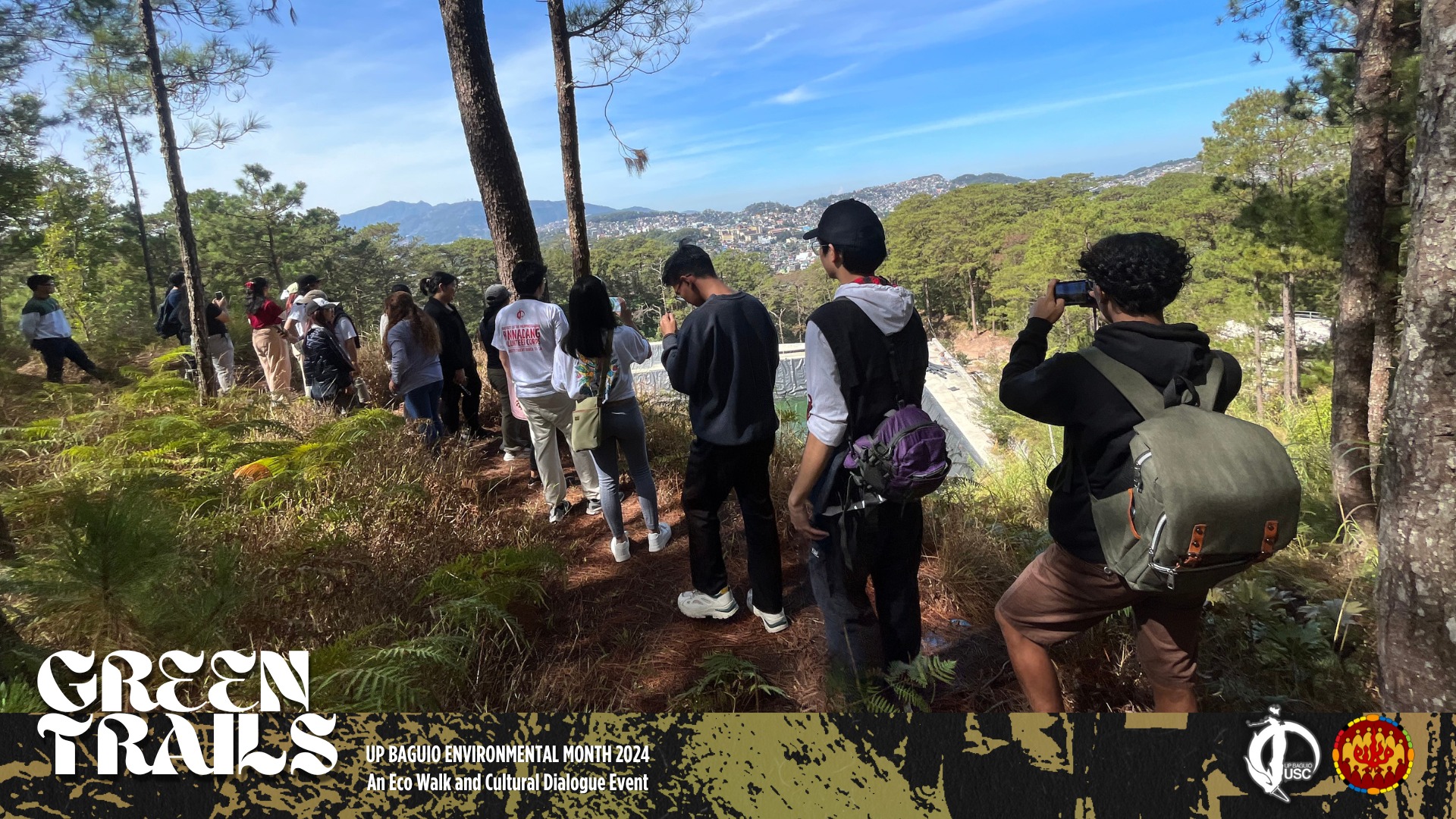 he UP Baguio University Student Council, through the Environmental Desk Committee, conducted the 𝐆𝐫𝐞𝐞𝐧 𝐓𝐫𝐚𝐢𝐥𝐬: 𝐄𝐜𝐨 𝐖𝐚𝐥𝐤 𝐚𝐧𝐝 𝐂𝐮𝐥𝐭𝐮𝐫𝐚𝐥 𝐃𝐢𝐚𝐥𝐨𝐠𝐮𝐞 𝐄𝐯𝐞𝐧𝐭 at Busol Watershed and Forest Reserve last March 11, 2024.