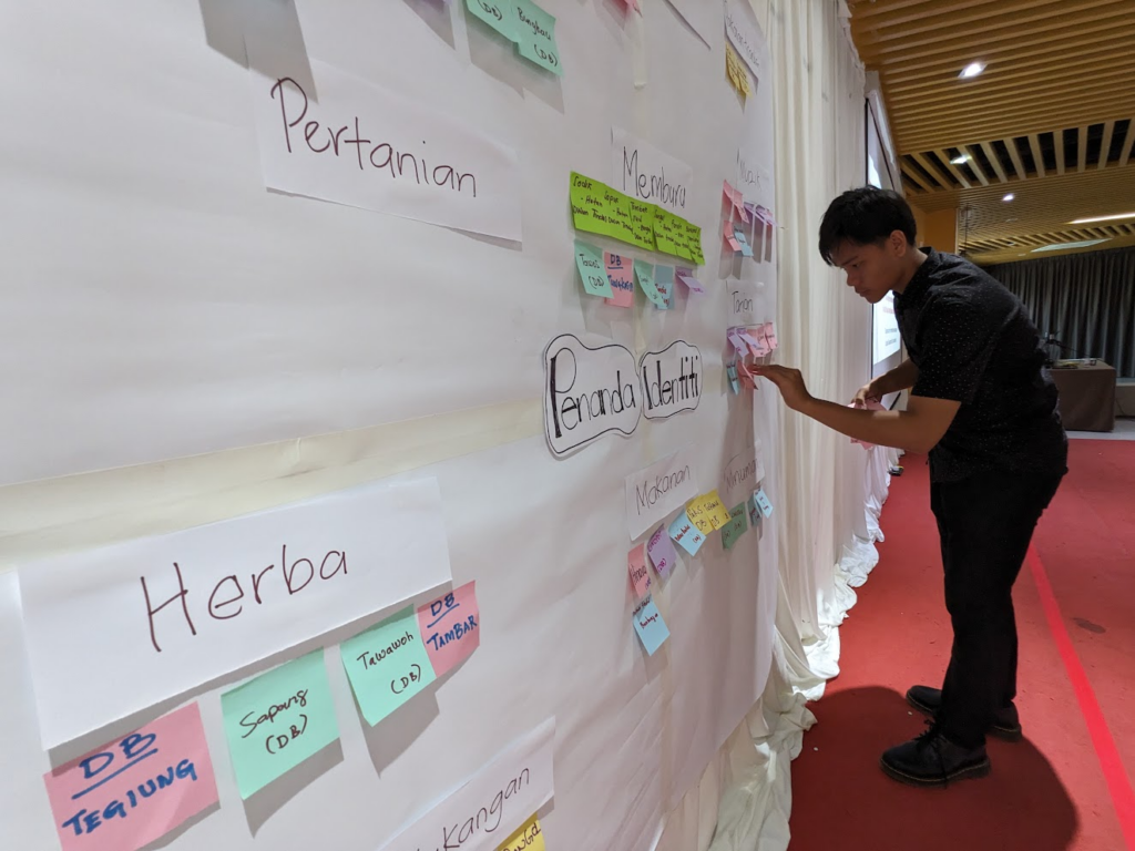 man putting post its on a wall as part of a workshop